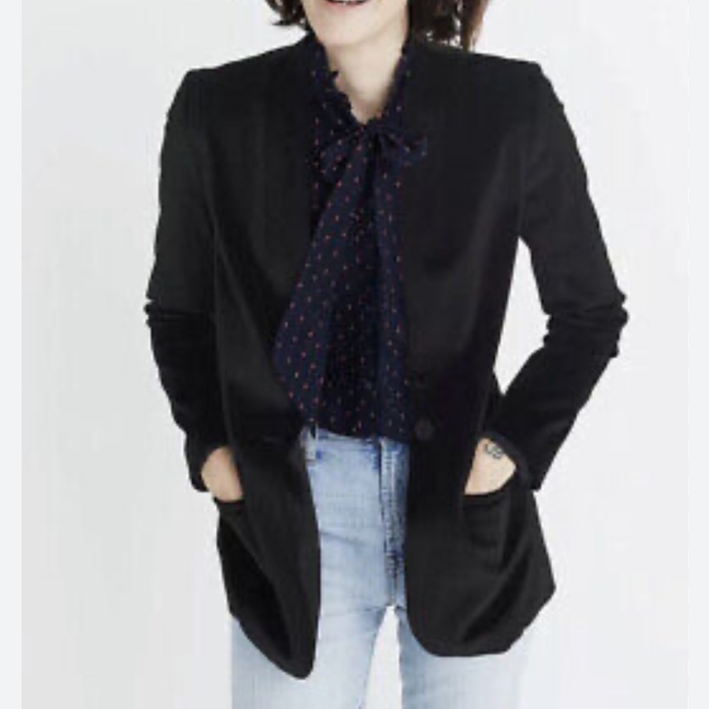 Madewell Black Crushed Velvet Blazer Size 00